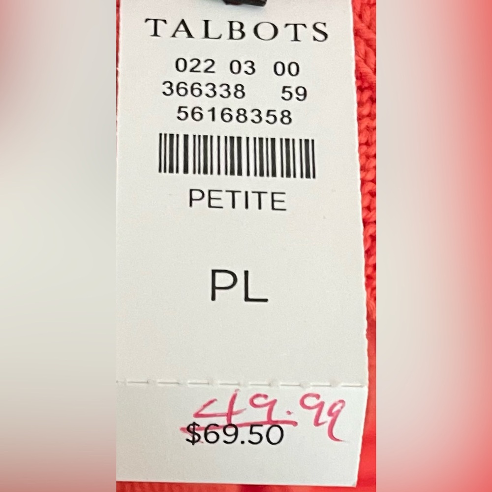 Talbots- Orange Ribbed Knit Tank Top Size PL - Picture 8 of 8